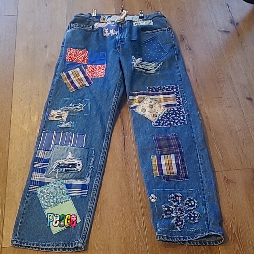 Upcycled & Handcrafted Patchwork Denim 569 34x34 … - image 1